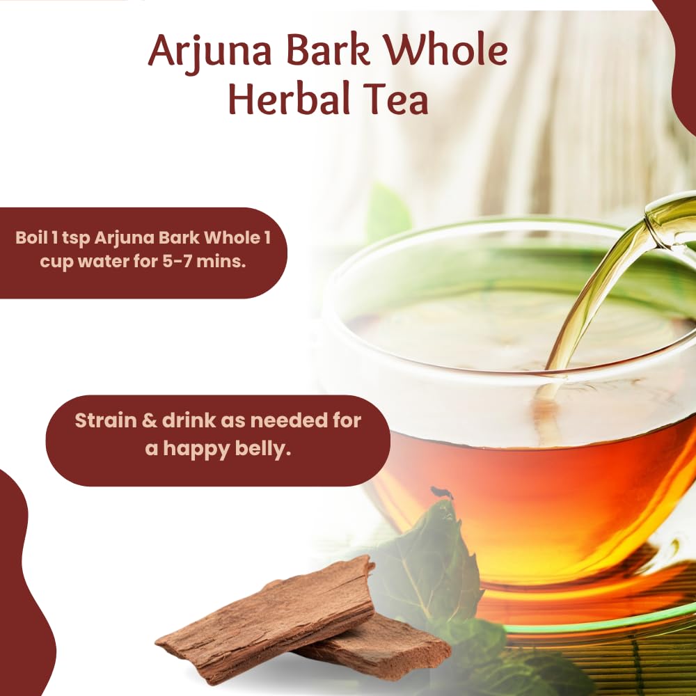 Natural Arjuna Bark Whole, Half Pound (3.53oz - 100gm) Pack - Pride Of India