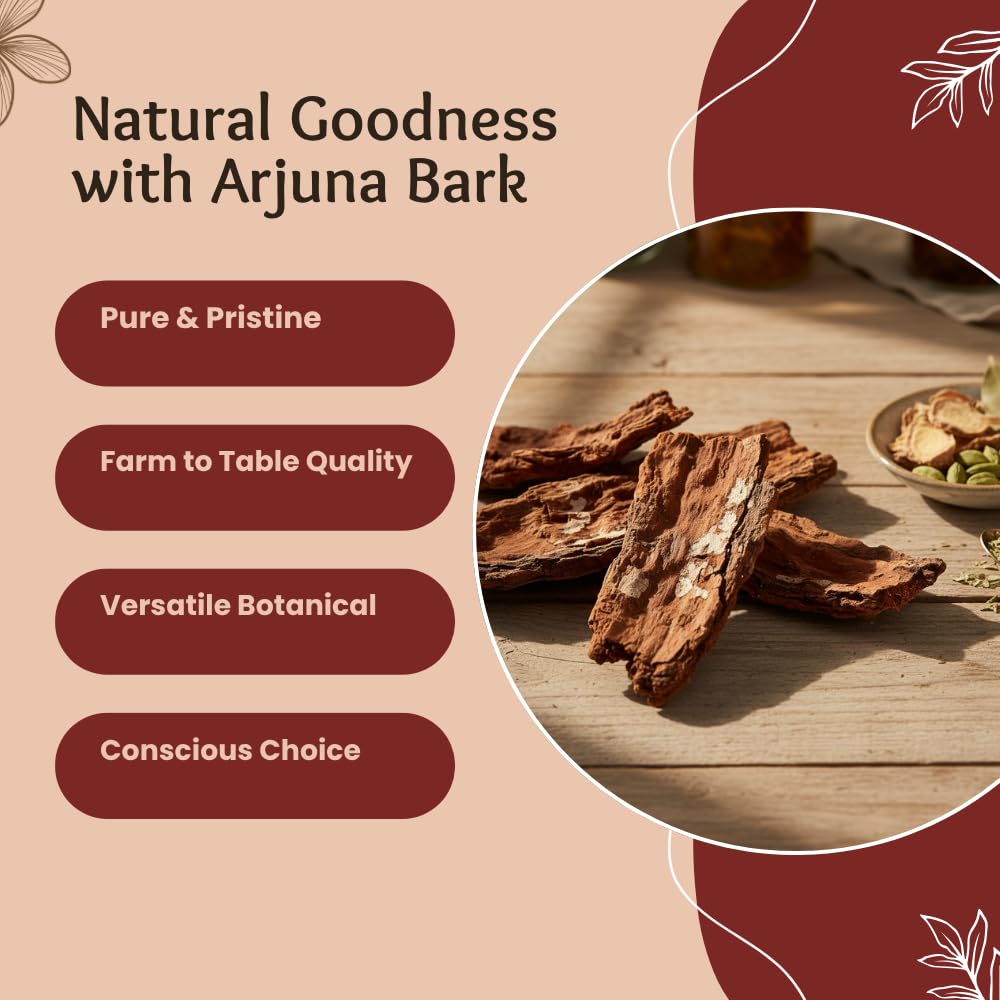 Natural Arjuna Bark Whole, Half Pound (3.53oz - 100gm) Pack - Pride Of India