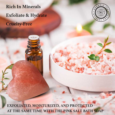 Himalayan Pink Salt Soap by Pride of India – Mineral Rich – Massage Bar/ Spa Ritual at Home – Chemical-free/Natural Occurring Salt Crystals Soap – Good for Skin/Hydrating - Pride Of India