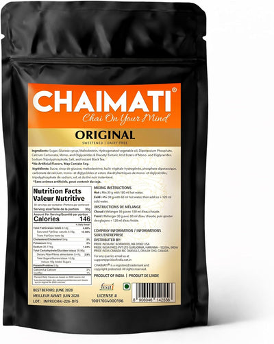 Chaimati Original Dairy-Free Instant Chai Mix, 2 LB (908 gm) | Sweetened, Vegan Friendly, Gluten Free | Powdered Tea, Makes 30 Cups | No Artificial Flavors | Ready in Seconds | Hot or Iced