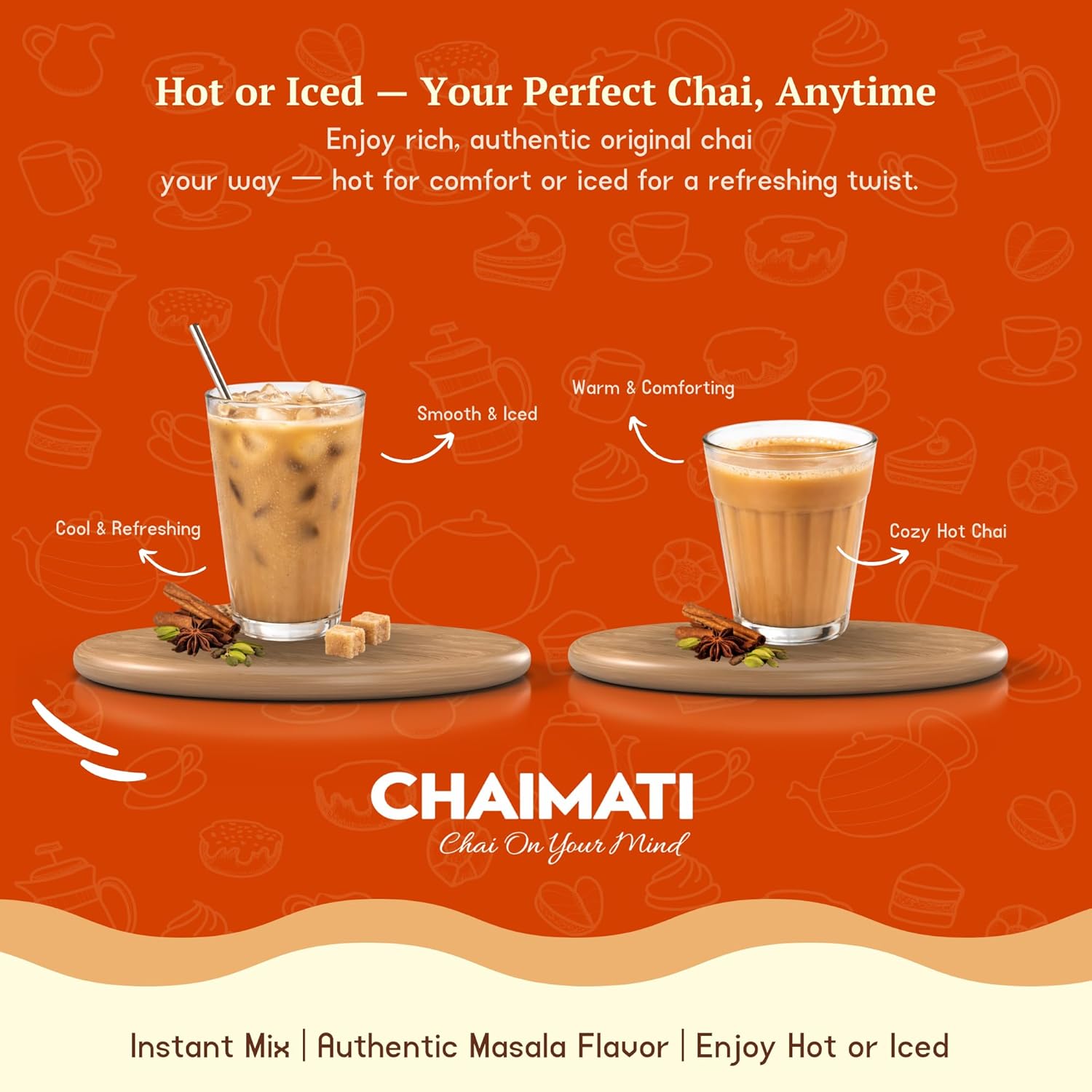 Chaimati Original Dairy-Free Instant Chai Mix, 2 LB (908 gm) | Sweetened, Vegan Friendly, Gluten Free | Powdered Tea, Makes 30 Cups | No Artificial Flavors | Ready in Seconds | Hot or Iced