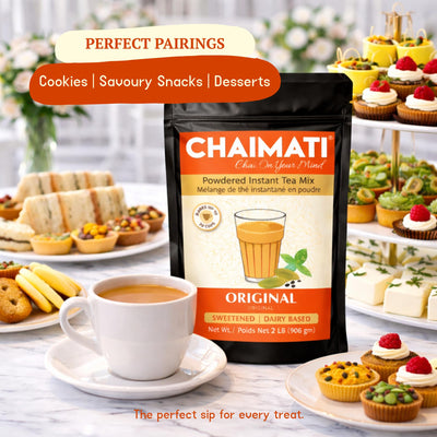 Chaimati Original Instant Chai Mix, 2 LB (908 gm) | Sweetened, Dairy Based, Gluten Free, No Artificial Flavors | Powdered Tea, Makes 50 Cups, Ready in Seconds | Authentic Creamy Chai | Hot or Iced