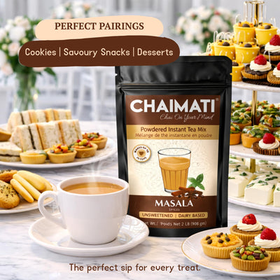 Chaimati Unsweetened Masala Chai Mix, 2 LB (908 gm) | No Added Sugar, Gluten Free, Dairy Based | Instant Powdered Tea, Makes 75 Cups | Cinnamon, Ginger, Cardamom | Ready in Seconds | Hot or Iced