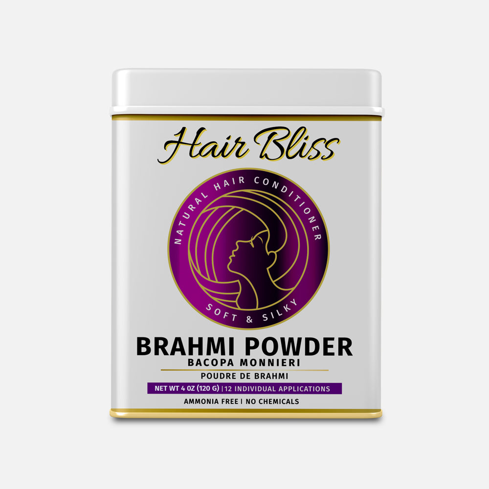 Hair Bliss- Natural Brahmi Bacopa Herbal Hair & Skin Conditioning Powder- 12 Individual Sachets (10 gm each)- Reusable Brush & Tray Included - Pride Of India