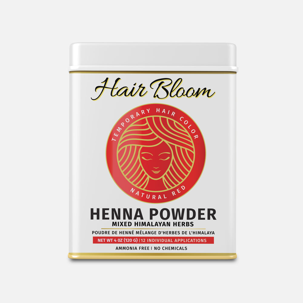 Hair Bloom Natural Red Hair Color- Henna w/ Mixed Himalayan Herbs Hair Color Powder- 12 Individual Sachets (10 gm each)- Reusable Brush & Tray Included - Pride Of India