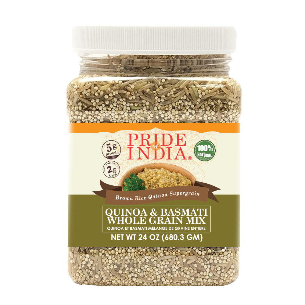 Quinoa & Brown Basmati Whole Grain Mix - Protein Rich Super Grain Jar - Pride Of India