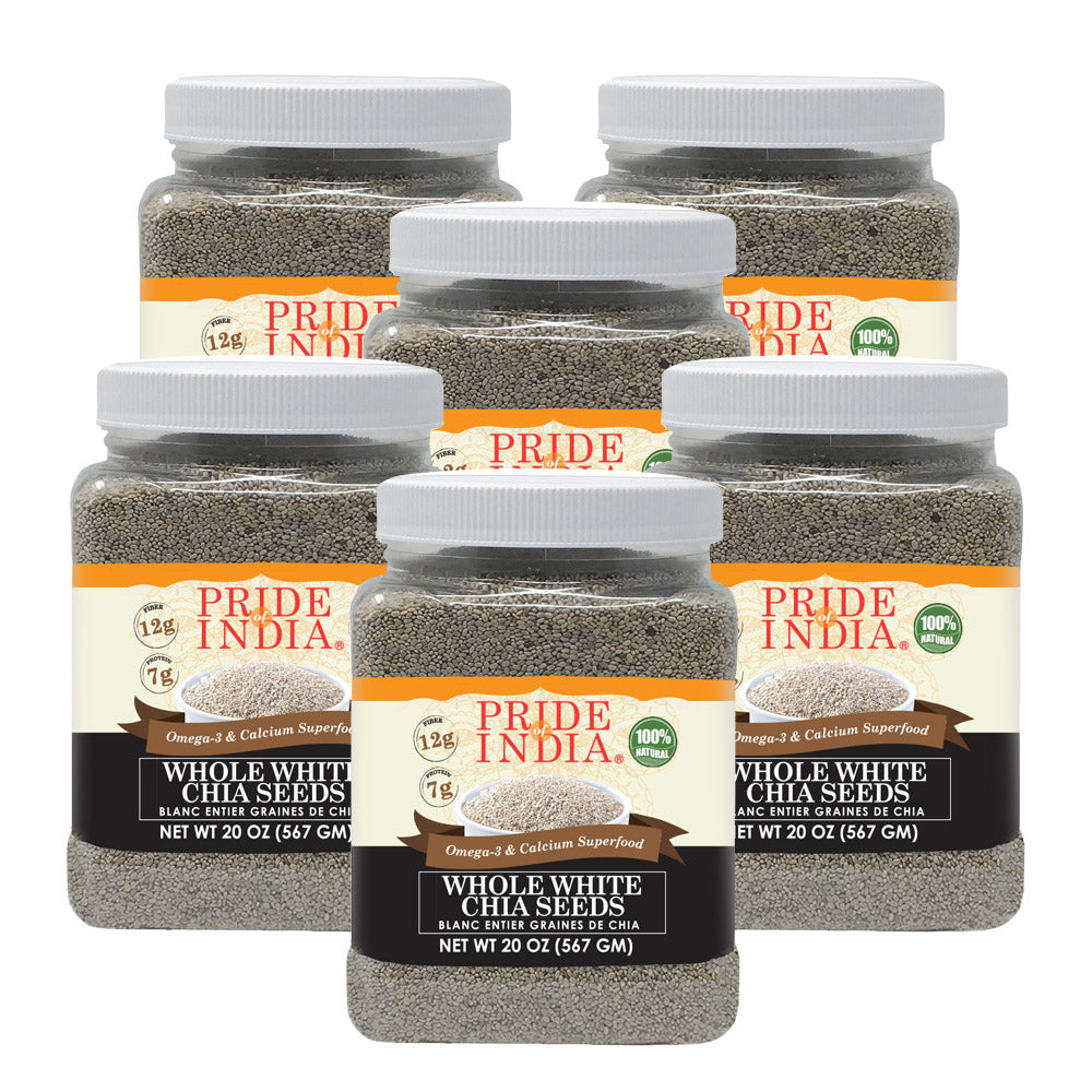 Whole White Chia Seeds - Omega-3 & Calcium Superfood Jar - Pride Of India