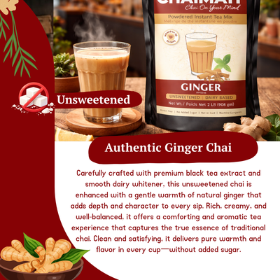 CHAIMATI Unsweetened Instant Ginger Chai Latte Premix - 2 lb