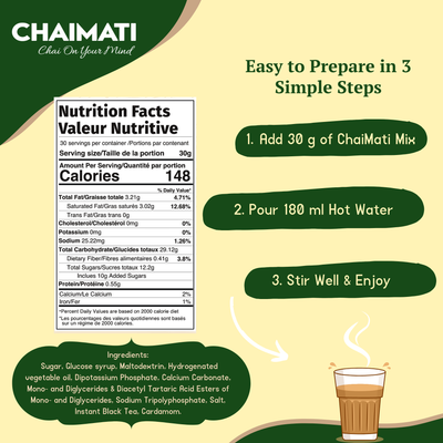 CHAIMATI Dairy-Free Instant Cardamom Chai Latte Premix - 2 lb