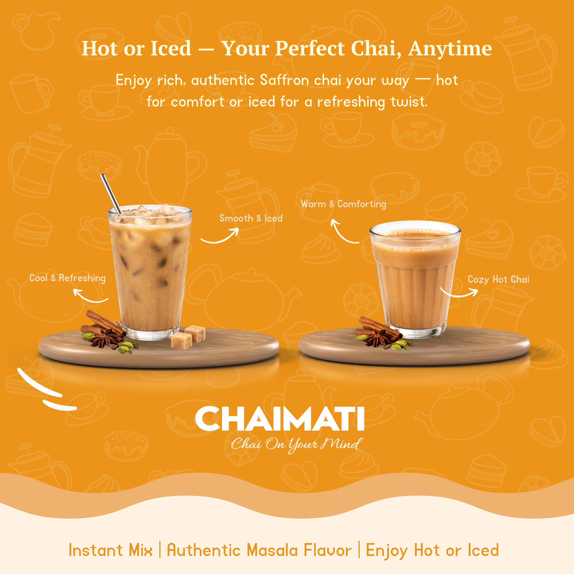 CHAIMATI Sweetened Instant Saffron Chai Latte Premix - 2 lb