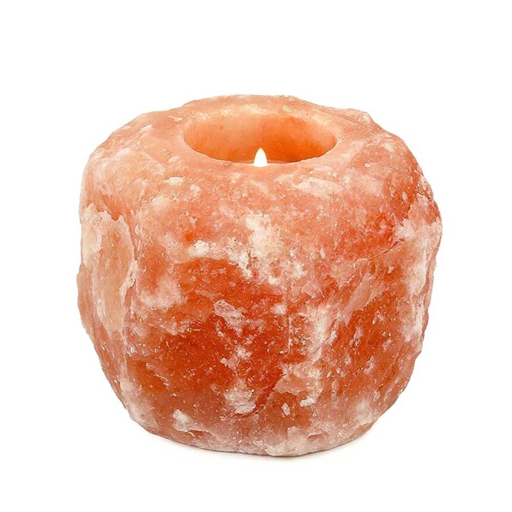 Himalayan Pink Salt Tea Light Holder by Pride of India – Salt Candle Holder – Room Décor Item – Great for Creating an Ambiance – Ideal for Home & Spa Uses – Natural Shape - Pride Of India