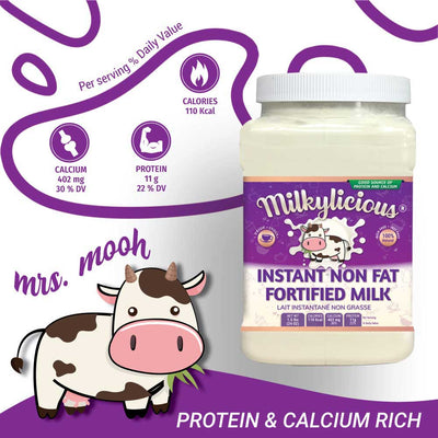 Milkylicious Instant Fortified Non-Fat Dry Milk Powder – 1.5 lbs (24 oz) Jar - Pride Of India