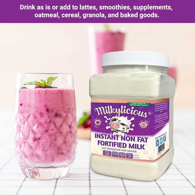 Milkylicious Instant Fortified Non-Fat Dry Milk Powder – 1.5 lbs (24 oz) Jar - Pride Of India