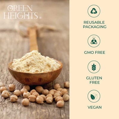 Garbanzo Bean Flour by Green Heights, 2.2 Pound Jar (1 KG) by Green Heights - Pride Of India