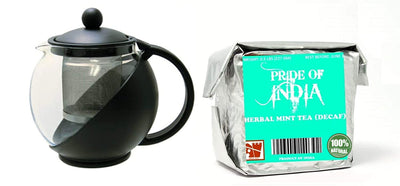 Natural Full Leaf Tea & Tea Pot w/ Removable Infuser Combo Pack - Pride Of India