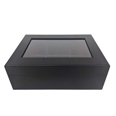 Wooden Black Matte Finish Tea Chest, 6 Chambers - Holds 90 Tea Bags - Pride Of India