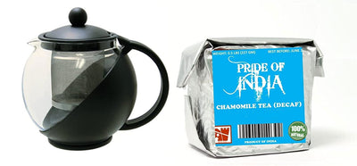 Natural Full Leaf Tea & Tea Pot w/ Removable Infuser Combo Pack - Pride Of India